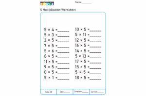 5 Times Multiplication Worksheet